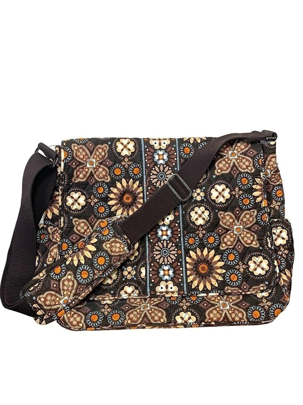 Vera Bradley Crossbody Baby Diaper Messenger Floral Travel Bag Brown Ajust Strap